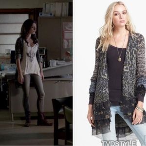 Free People Caspia boho mixed media duster cardigan Size Small